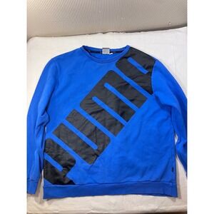 Puma Crewneck Sweatshirt Blue Black Big Logo Long Sleeve Athletic Mens XL